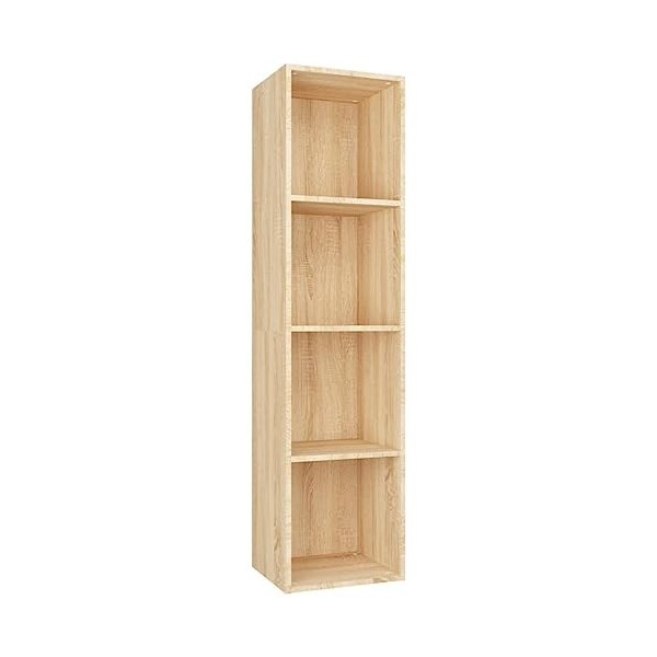 vidaXL Bibliothèque Meuble TV Armoire Basse Meuble de Rangement avec 4 Compartiments Stockage Etagère à Livres Salon Noir Agg
