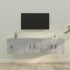 JUNZAI Ensemble de Meubles TV 3 pcs Gris béton Bois dingénierie,Meuble TV,Table Basse Salon Meuble TV,Table Basse LED Couleu
