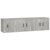 JUNZAI Ensemble de Meubles TV 3 pcs Gris béton Bois dingénierie,Meuble TV,Table Basse Salon Meuble TV,Table Basse LED Couleu
