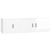 JUNZAI Ensemble de Meubles TV 2 pcs Blanc Brillant Bois dingénierie,Meuble TV,Table Basse Salon Meuble TV,Table Basse LED Co