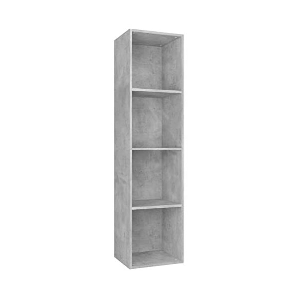 vidaXL Bibliothèque Meuble TV Armoire Basse Meuble de Rangement avec 4 Compartiments Stockage Etagère à Livres Salon Noir Agg