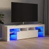 Camerina Meuble TV avec lumières LED Blanc Brillant 140x36,5x40 cm,Meuble TV,Meuble TV Moderne,Meuble de Salon