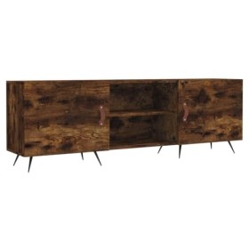 JUNZAI Meuble TV chêne fumé 150x30x50 cm Bois dingénierie,Meuble TV,Table Basse Salon Meuble TV,Table Basse LED Couleurs