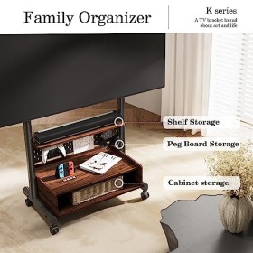 FITUEYES Support TV roulettes pour Ecran de 40 à 85 Pouces Chariot Meuble TV Hauteur Réglable Max. VESA 600x400 mm jusquà 60