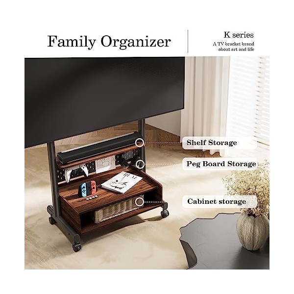 FITUEYES Support TV roulettes pour Ecran de 40 à 85 Pouces Chariot Meuble TV Hauteur Réglable Max. VESA 600x400 mm jusquà 60