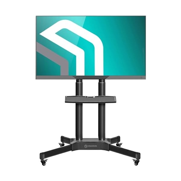 Pied TV Mobile à roulettes ONKRON Réglable en Hauteur pour Ecrans dune Diagonale de 32’’-65’’ d’Un Poids Maximal de 50 kg VE