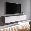 Mobilier-Deco Mara - Meuble TV Contemporain Gris et Blanc avec LED 2 Portes Mara - 140 cm