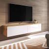 Mobilier-Deco Mara - Meuble TV Contemporain Gris et Blanc avec LED 2 Portes Mara - 140 cm