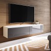 Mobilier-Deco Mara - Meuble TV Contemporain Gris et Blanc avec LED 2 Portes Mara - 140 cm