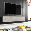 Mobilier-Deco Mara - Meuble TV Contemporain Gris et Blanc avec LED 2 Portes Mara - 140 cm