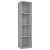 vidaXL Bibliothèque Meuble TV Armoire Basse Meuble de Rangement avec 4 Compartiments Stockage Etagère à Livres Salon Noir Agg