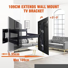 FORGING MOUNT Support mural pour TV longue portée de 109 cm, double bras articulé, inclinable et pivotant, pour téléviseurs p