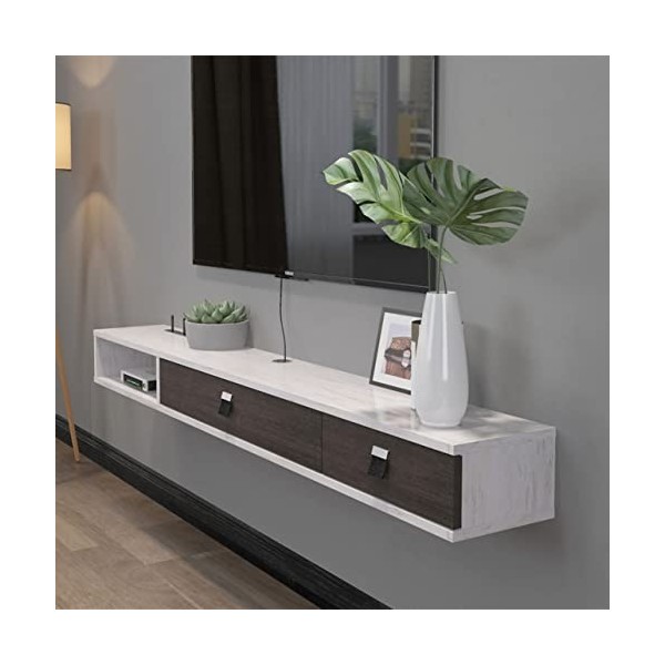 Meuble TV mural flottant pour jeux vidéo avec 3 tiroirs Marron foncé 120 cm