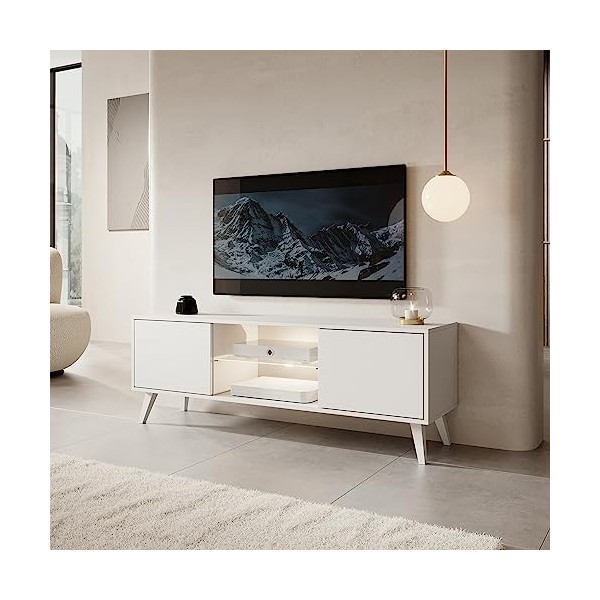 Selsey Meubles TV, Engineered Wood, Blanc, 140 cm