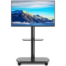 RFIVER Support TV Pied sur Roulette avec Support Pivotant et Réglable Hauteur pour Télé et Ecran Plasma de 32 à 70 Pouces ave