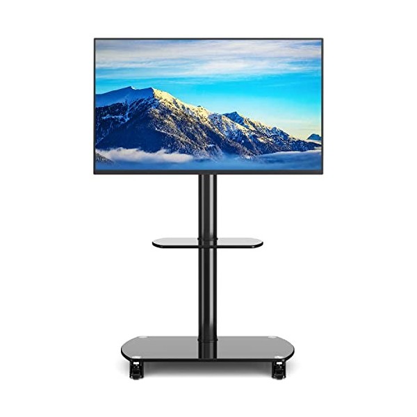 RFIVER Support TV Pied sur Roulette avec Support Pivotant et Réglable Hauteur pour Télé et Ecran Plasma de 32 à 70 Pouces ave
