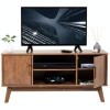 IDIMEX Meuble TV Tivoli Banc télé de 114 cm au Style scandinave Design Vintage Nordique avec 2 Portes et 2 niches, en pin Mas