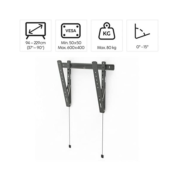 Hama Tilt Ultraslim Support Mural Plat pour TV Anthracite 229 cm 600 x 400 cm