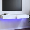 Higsose Meuble TV avec Lumières LED RVB Blanc 120x35x15,5 cm Bois Tendance Armoire Multimédia Résistance à lhumidité Décorat