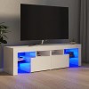Canditree Meuble TV Moderne avec LED Banc TV avec étagères de Rangement Support de Télé pour Salon 140 cm Chêne Sonoma 