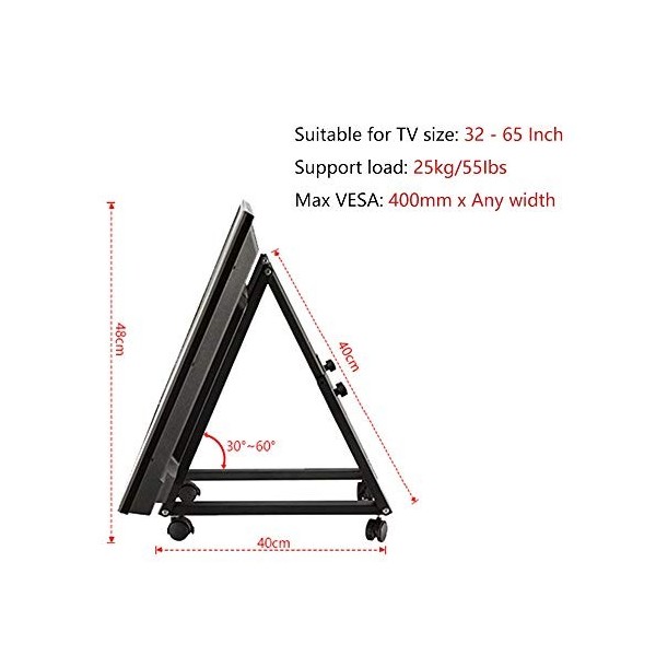 WZ Base Meuble TV Roulant Pieds Portables pour Téléviseur Inclinable Au Sol pour Téléviseur À Écran Plat LCD LED 32-65 Pouces