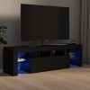 Meuble TV avec LED | Style Contemporain | Rangement matériel télé Audio Video Gaming | 140x35x40cm Noir