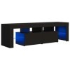 Meuble TV avec LED | Style Contemporain | Rangement matériel télé Audio Video Gaming | 140x35x40cm Noir