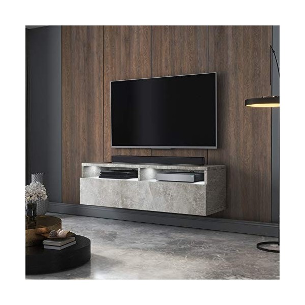 Selsey Meuble TV, Gris béton, with LED