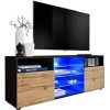 ExtremeFurniture T38 Meuble TV, Carcasse en Noir Mat/Façade en Wotan Mat sans LED