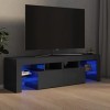 Keyur Meuble TV, Banc TV Buffet Bas Support de Télévision Meuble Télé Meuble TV avec lumières LED Gris Brillant 140x35x40 cm