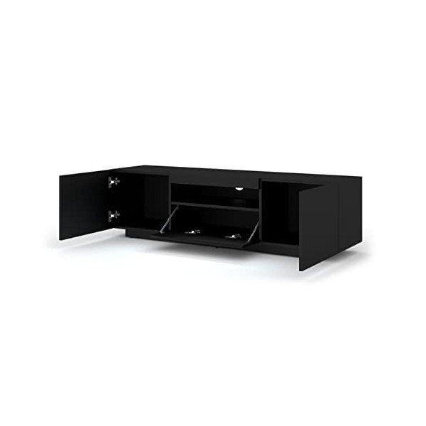 BIM Furniture Aura Meuble TV bas à suspendre ou debout universel 150 cm tapis noir sans LED 