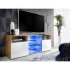ExtremeFurniture T38 Meuble TV, Carcasse en Wotan Mat/Façade en Blanc Brillant sans LED