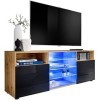 ExtremeFurniture T38 Meuble TV, Carcasse en Wotan Mat/Façade en Noir Brillant sans LED