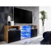 ExtremeFurniture T38 Meuble TV, Carcasse en Wotan Mat/Façade en Noir Brillant sans LED