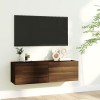 Tidyard Armoire Murale TV de 2 Compartiments Unité TV Meuble Mural TV de Salon Chêne fumé 100x30x30 cm Bois dingénierie