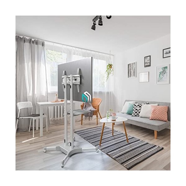 Pied TV Mobile à roulettes ONKRON réglable en Hauteur pour écrans dune Diagonale de 32’’-65’’ d’Un Poids Maximal de 50 kg VE