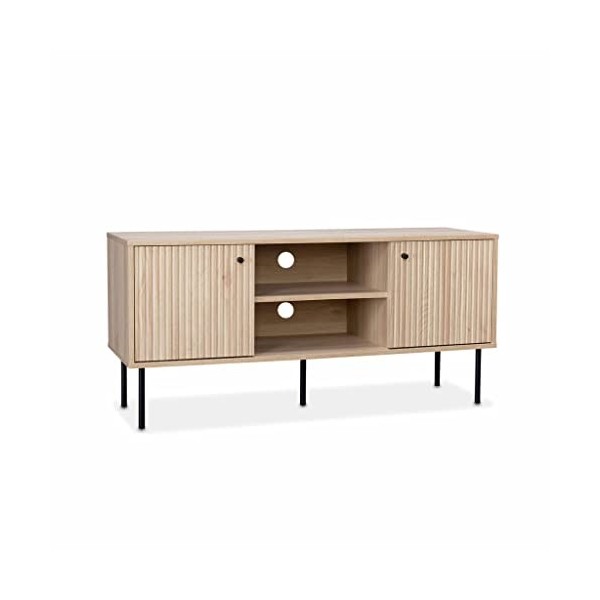 Alices Home - Meuble TV. Braga. Deux Portes. Deux niches. Une étagère. L 120 x l 39 x H 56.2cm