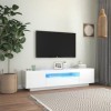Meuble TV avec lumières LED Blanc Brillant 160x35x40 cm - Meuble Chambre, Support Télé pour Salon Salle à Manger Chambre, Sty