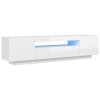 Meuble TV avec lumières LED Blanc Brillant 160x35x40 cm - Meuble Chambre, Support Télé pour Salon Salle à Manger Chambre, Sty