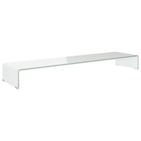 Camerina Meuble TV/Support pour Moniteur 120 x 30 x 13 cm Verre Blanc,Meuble TV,Meuble TV Moderne,Meuble de Salon