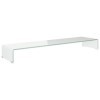 CIADAZ Meuble TV/Support pour Moniteur 120 x 30 x 13 cm Verre Blanc,Meuble TV,Meuble TV Moderne,Meuble de Salon
