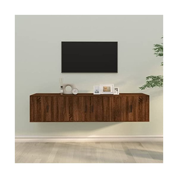 VEEKI Meuble TV, Meuble TV Suspendu, Meuble TV Industriel, Meuble TV Bois, Meuble Chambre, Convient pour Salon ou Chambre, En