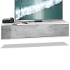 Vladon Meuble TV Lana 140 Armoire Murale lowboard 140 x 29 x 37 cm, Caisson en Blanc Mat, façades en Aspect Béton Oxyde | Gra
