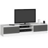 ADGO RTV K160 CLP Meuble TV avec 2 placards et 2 étagères 160 x 33 x 40 cm Blanc / Gris