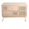 Intempora - Meuble TV, Banc TV Bois Clair 1 Porte et 4 Tiroirs De Rangement Cannage Naturel 80x30x57CM