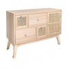 Intempora - Meuble TV, Banc TV Bois Clair 1 Porte et 4 Tiroirs De Rangement Cannage Naturel 80x30x57CM