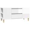 Metrile Meuble TV, blanc brillant, 102 x 44,5 x 50 cm, matériau du bois et eucalyptus, meuble bas, pour salon, meuble TV, buf