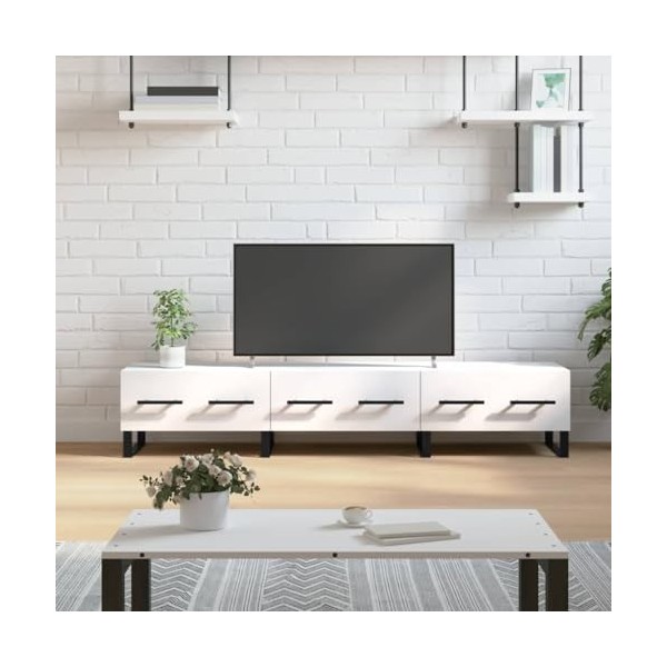Meuble TV Blanc 150x36x30 cm Bois dingénierie - Banc TV, Meuble TV Suspendu, Convient pour Salon ou Chambre