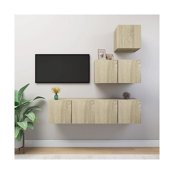 Meuble TV,Étagère TV Flottante, Support de Télévision Flottant Fixé au Mur Centre de Console Multimédia de Divertissement Gra