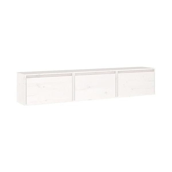 Meubles TV 3 pcs Blanc Bois Massif de pin - Table TV Support de Télévision en Bois pour Salon Chambre Salle à Manger